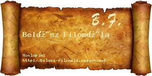 Belász Filoméla névjegykártya